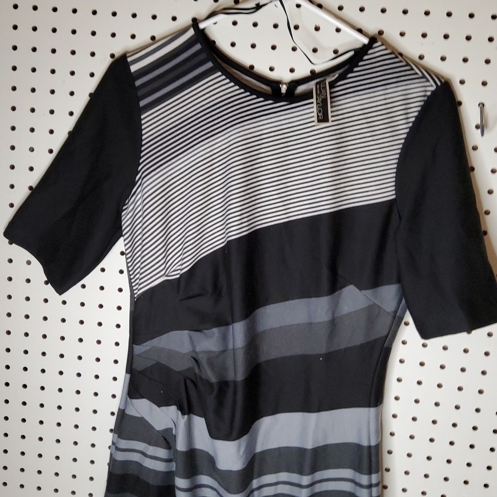 JULIAN Taylor dress size 10 NWOT black gray short sleeve